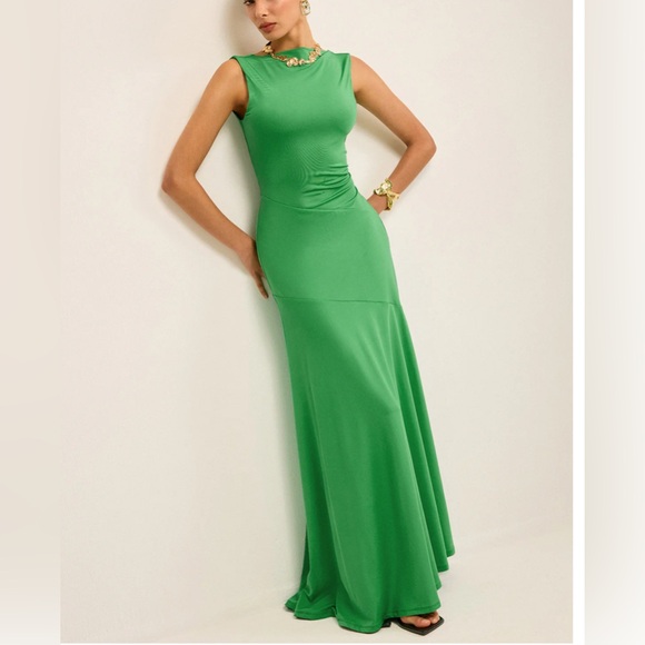 NWT Commense Sleeveless Backless Green Maxi Dress - Picture 3 of 8